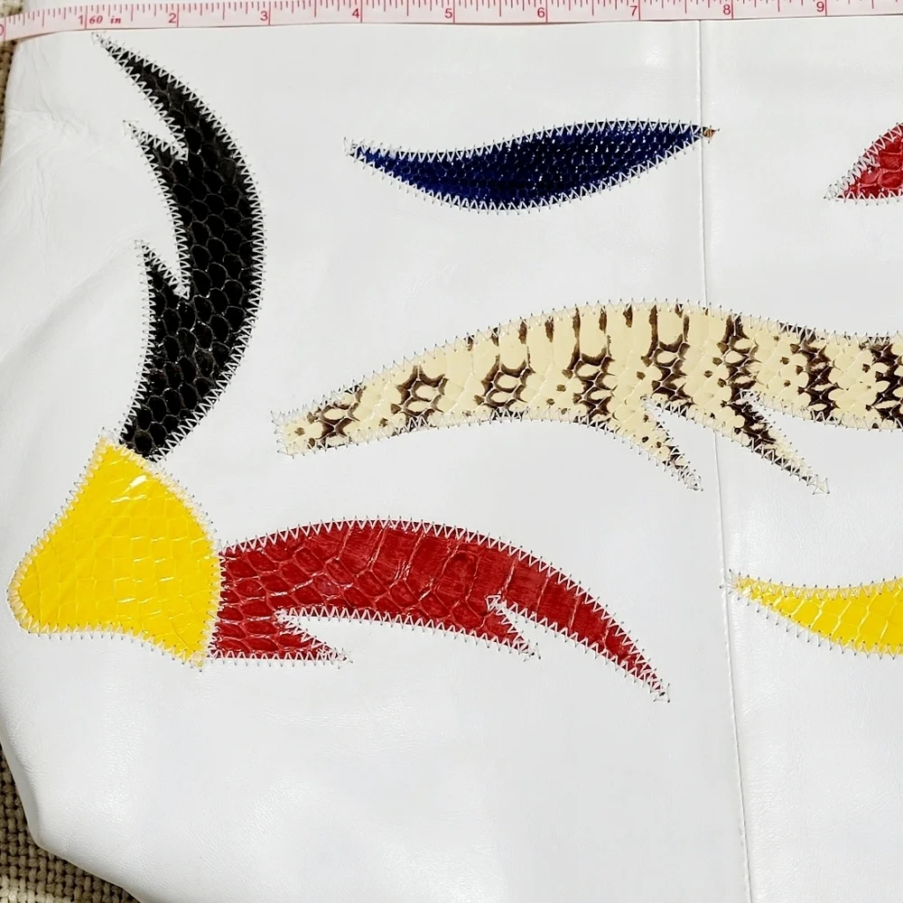 Vintage Lopez Camacho White Leather with Snakeskin Accent